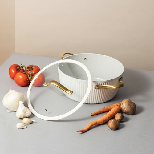 Non-Stick Ceramic Ribbed Dutch Oven Heavy Gauge Induction Safe Ergonomic Handles - Picture 5 of 6