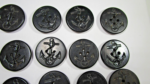 Vintage Nautical Anchor Navy Pea Coat 4 Hole Button (s ) Sewing 2 sz Lot 32 - Picture 4 of 10