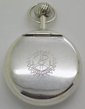 Vintage Handmade Italian 800 Silver Rotary International Club Pill Snuff Box