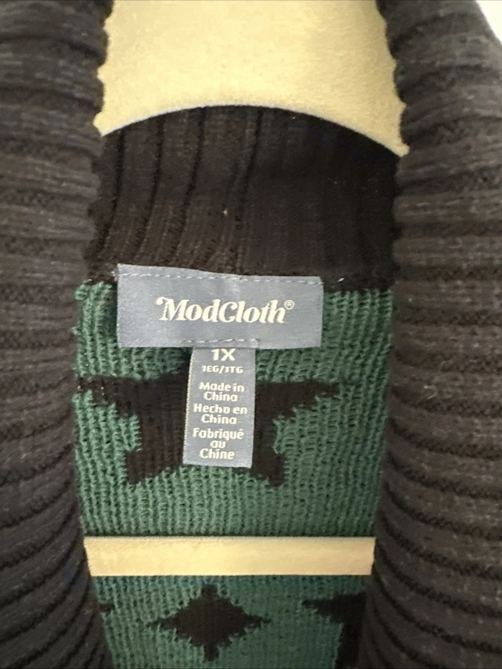 Modcloth Duster Cardigan Sweater Knit Open Belted LGBTQ+ Rainbow Star 1X NWT - Image 2 of 4