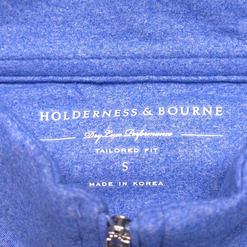 Holderness & Bourne Pullover Mens Small Blue Westland Heathered Oxford Golf Zip - Picture 4 of 13