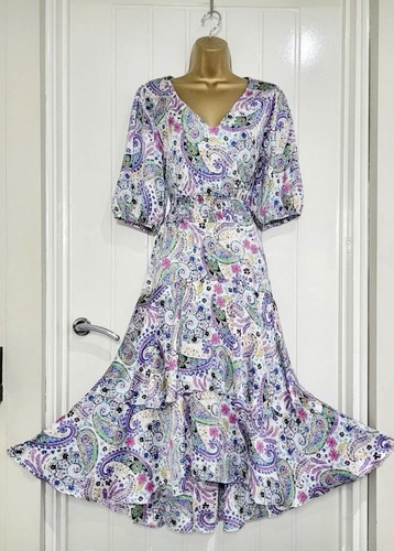 Paisley Print Light Satin Summer Dress Size18