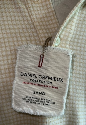 NWT $75 Cremieux Men's Sz Large 100% Cotton Polo Shirt Beige White Check Print - Picture 8 of 13