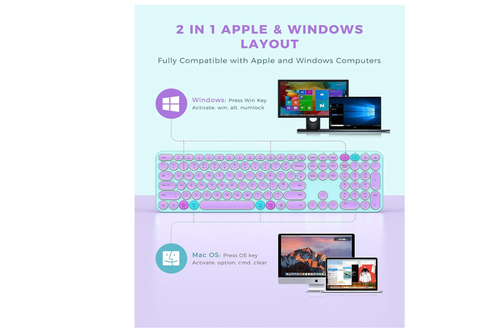 Seenda Wireless Keyboard and Mouse Set USB A and USB C Receiver for Windows, Mac - Picture 6 of 7