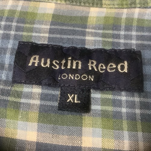 AUSTIN REED Men's XL Plaid 100% Linen Button Down Shirt Sz XL Blue Green - Picture 5 of 7