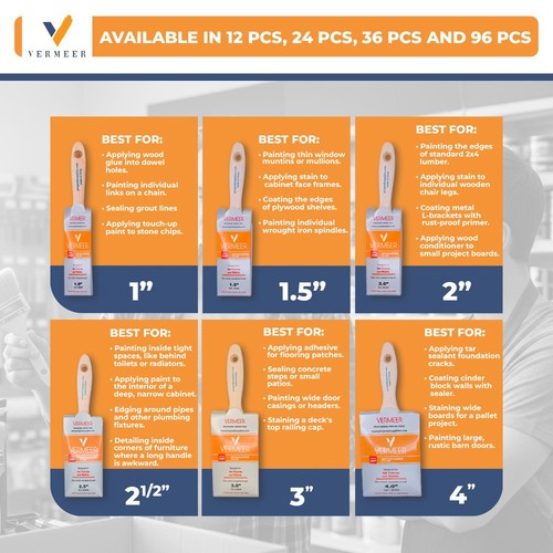 12er Pack - 1,5" Flachpinsel für alle Latex- und Ölfarben & Flecken - Bild 4 von 7