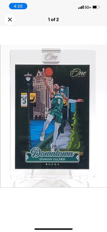 2024-25 DONRUSS OPTIC DAMIAN LILLARD DOWNTOWN NO.12 ESTUCHE DE DÓLARES HIT INVEST ¡RARO! Foto 2 de 2