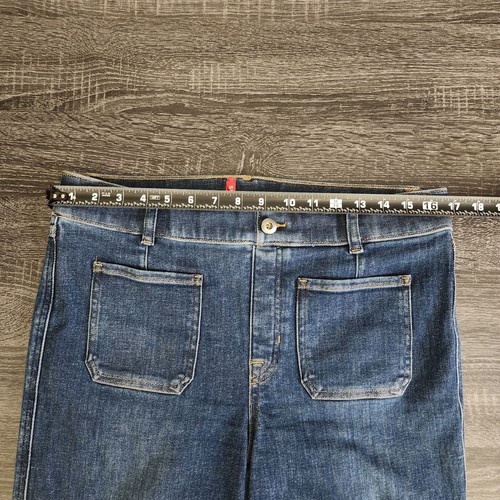 Spanx Schlagjeans Damen groß blau Bootcut aufgesetzte Taschen Stretch weites Bein - Bild 8 von 12