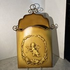 Southern Living At Home Cherub Wall Door Bucket Basket Pocket Metal tinGold(380)