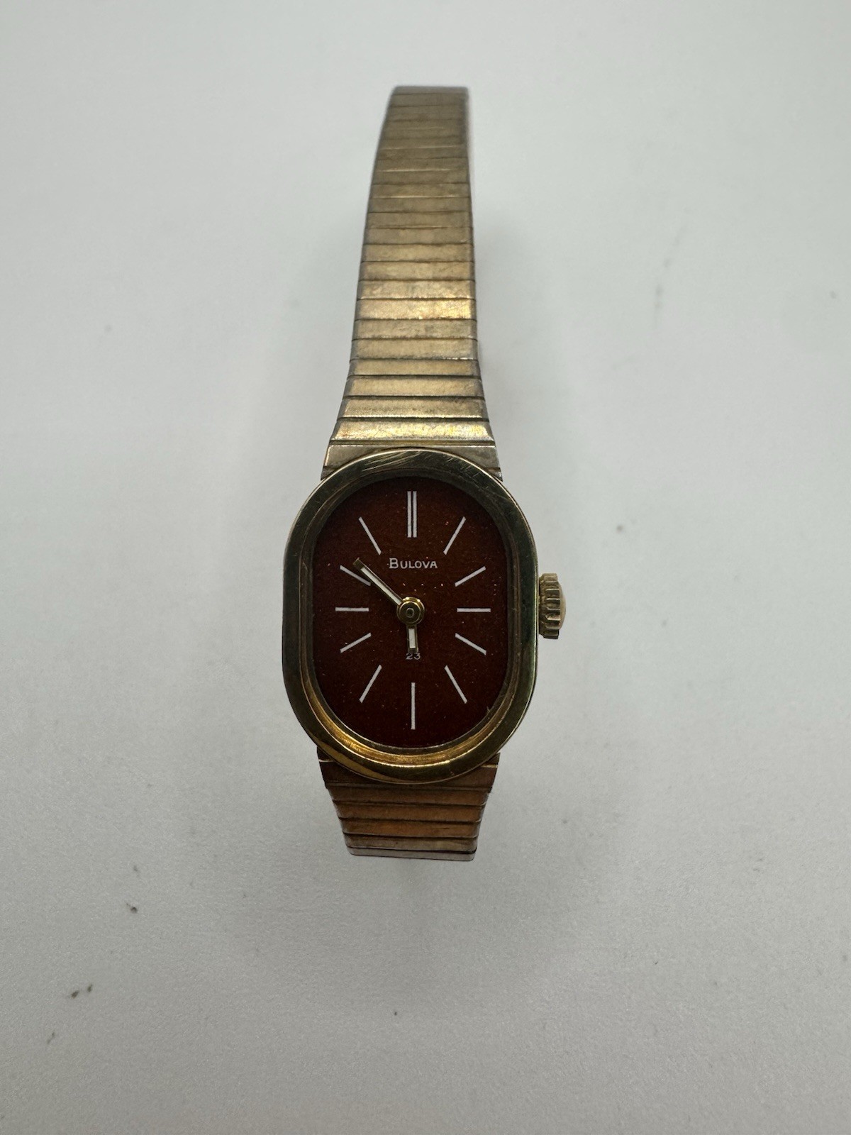 Vintage Bulova Ladies Wind Up Watch 10k Gold RGP Bezel Missing Crystal