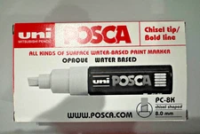 Uni Posca Marker Water Based Pigment ink Lightfast with Broad Chisel Tip PC8K