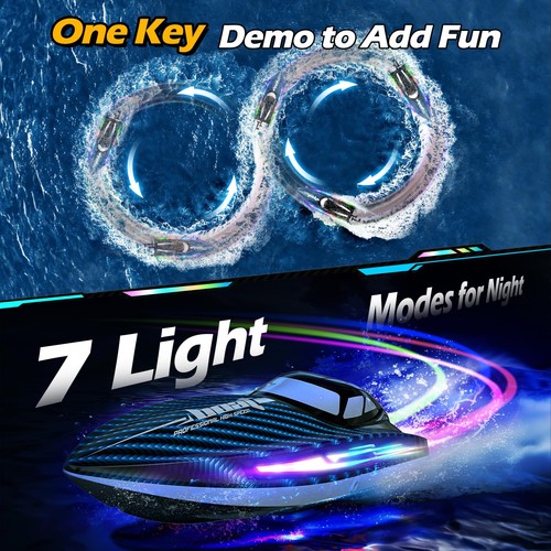 30KMH RC Remote Control Boat with 7 LED Light Modes Waterproof Electric Fast ... - Picture 4 of 7