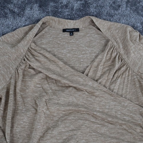 LAFAYETTE 148 Leinen Seide Wickeltop Damen M hellbraun klassisch Space Dye gerafft Boho - Bild 5 von 17