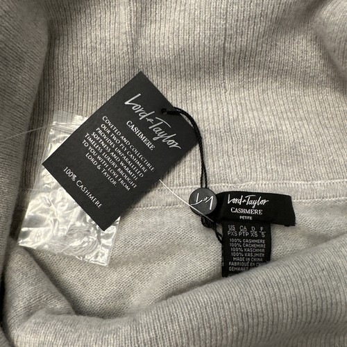 Lord & Taylor NWT Cashmere Women XSP Cowl Neck Long Sleeve Soft Cozy Light Gray - Picture 7 of 9
