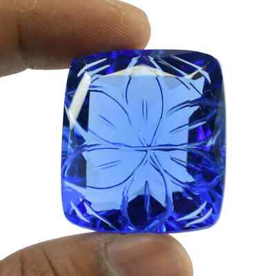 Natural Cushion Cut 100 Ct Certified Blue Topaz Loose Gemstone 32 x 29 x 14mm