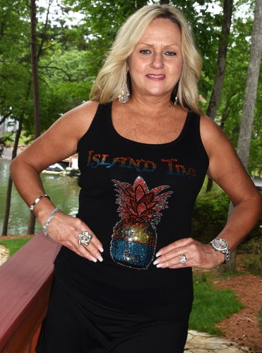Island Time Rhinestone Vacation shirt  or tank top XS S M L XL XXL 1X 2X 3X4X5X - Picture 1 of 16