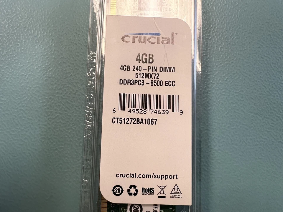 Crucial CT51272BA1067 4GB DIMM DDR3 PC3-8500 1066 MHz - Image 2 of 3