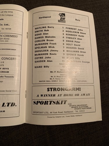 1973 Hartlepool United V Bury Programme - Picture 3 of 3