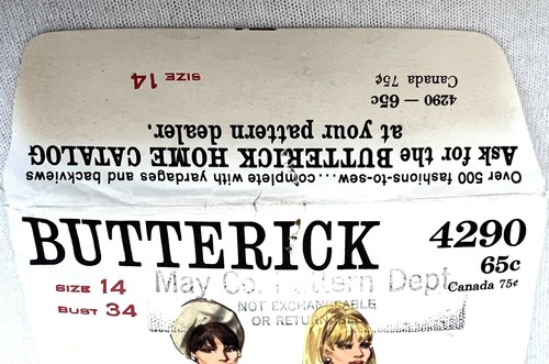 Butterick 4290 Kleid Schrägform Passe Trichterausschnitt Kimonoärmel Brust 34 - Bild 9 von 11