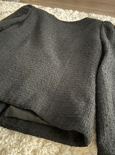 Something Navy Tweed Cropped Blazer in Black size Small - Picture 11 of 13