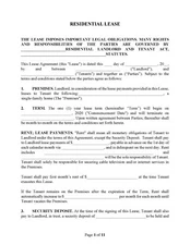 Residential Lease Agreement Condo Apartment House Rental Property Form EMAILED