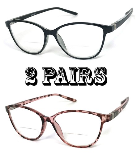 1 or 2 Pairs Retro Cat Eye Frame Womens Bifocal Reading Glasses Spring Temples - Picture 22 of 25