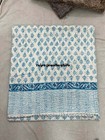 Indian Hand Block Print Kantha Quilt Bedcover, Cotton Blue Printed Quilt Throw
