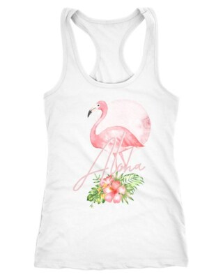 Damen Tank-Top Flamingo Aloha Tropical Summer Jungle Paradise Hummingbird 