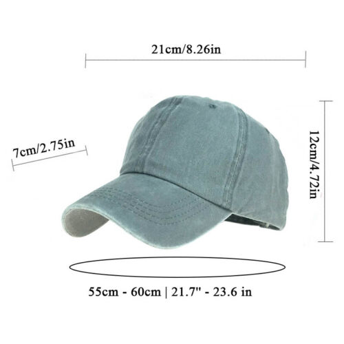 Men Plain Washed Cap Casual Cotton Adjustable Baseball Cap Solid sport Hat - Picture 2 of 38