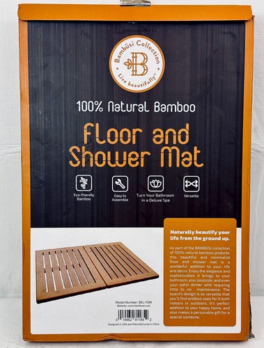 Bambusi Collection Bamboo Wood Floor And Shower Mat NIB - Picture 1 of 7