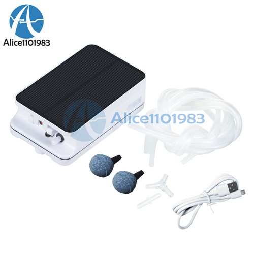 5V Solar Powers Charging Oxygenator Fish Tanks Aquarium Air Pump Aerator DC - 第 1/11 張圖片