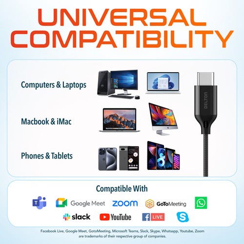 Delton 15EC Auricolari Stereo Cablati, USB Type-C - Nero - Foto 4 di 9
