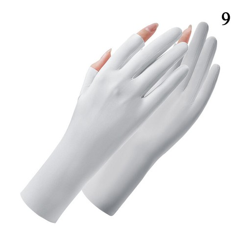 Ice Silk Half Fingers Gloves Thin Breathable Fingerless Gloves Solid Color US ღ - Picture 15 of 24