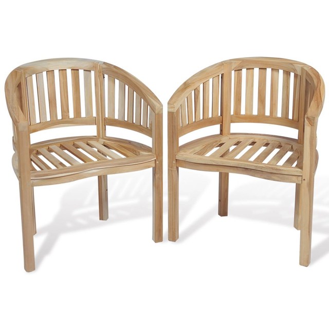 Vidaxl 2 Teak Banana Halfmoon Chairs Seat Wooden Garden Furniture Vidaxl 2 Teak Banana Halfmoon Chairs Seat Wooden Garden Furniture Outdoor Indoor
