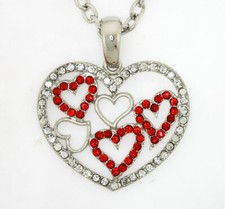 Multi Heart Family Love Symbol 3 Colors Collection Necklace- N-1086 