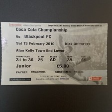 Preston North End v Blackpool(Championship 2009/10) 13/2/2010 Match Ticket