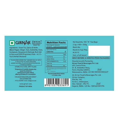 Girnar Food & Beverages Pvt. Ltd. Detox Green Tea (Desi Kahwa) (100 Tea Bags) - Foto 3 di 3