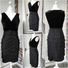 Alexon Black Velvet & Satin Evening CRUISE Dress Size 12 WORN ONCE