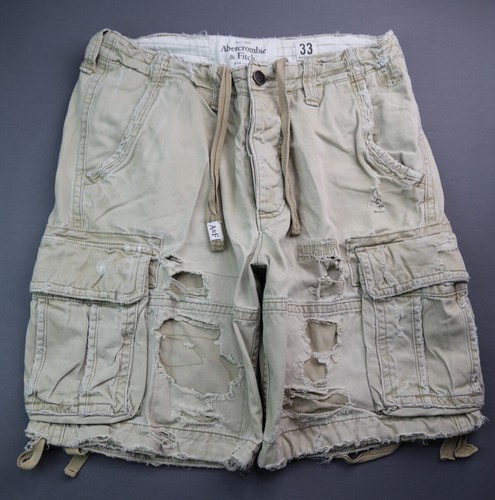 Abercrombie and Fitch schwere Cargoshorts für Herren distressed beige Größe 33