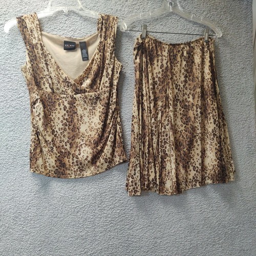 Access A Liz Claiborne Company Blouse & Skirt Set Womens Medium  Animal Print 