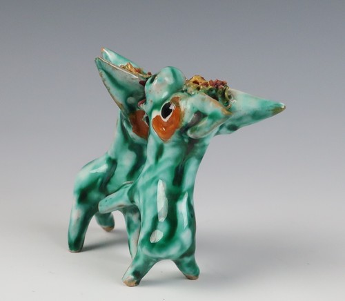 Mid-Century Modern Italian Pottery Figurine 2 Donkeys Vintage Vietri Art Figure - Picture 3 of 12