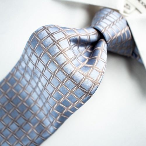 NAPOLI New Blue Gray Geometric Silk Woven Necktie TIE 60"L x 3.5"W - Picture 4 of 9