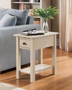Side Table With Charging Station In Antique White Ebay Image Is Loading Side Table With Charging Station In Antique White