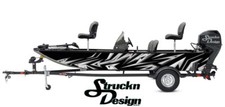 Retro Greyscale Tech Lines Black Vinyl Graphic Decal Kit Fish Boat Wrap USA