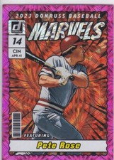 PETE ROSE Cincinnati Reds Baseball Card Donruss MARVELS PINK FIREWORKS VARIATION