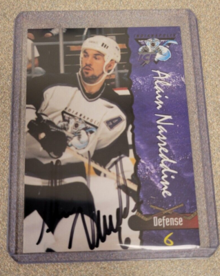 ALAIN NASREDDINE SIGNED 1997-98 INDIANAPOLIS ICE HOCKEY CARD #21