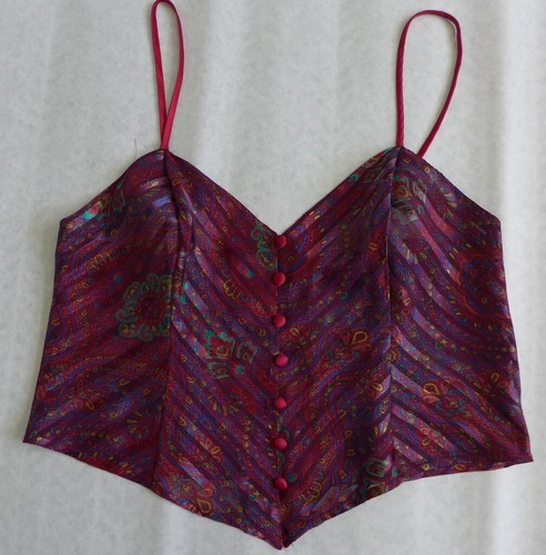 Cami satinado vintage VICTORIA'S SECRET rojo cachemir etiqueta dorada transparente talla L - Imagen 5 de 15