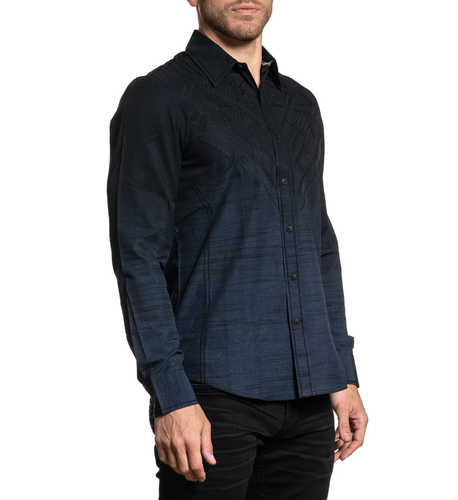 AMERICAN FIGHTER Men's Long Sleeve Button Down Shirt REGULATE Embroidered S-3XL - Picture 6 of 8