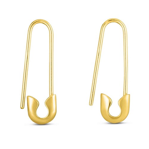 14K Gelbgold Sicherheitsstift Draht Ohrringe 23 mm - Bild 3 von 4