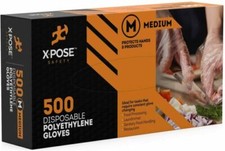 500 Clear Poly Gloves - Single Use, Transparent, Non Latex, Size Medium